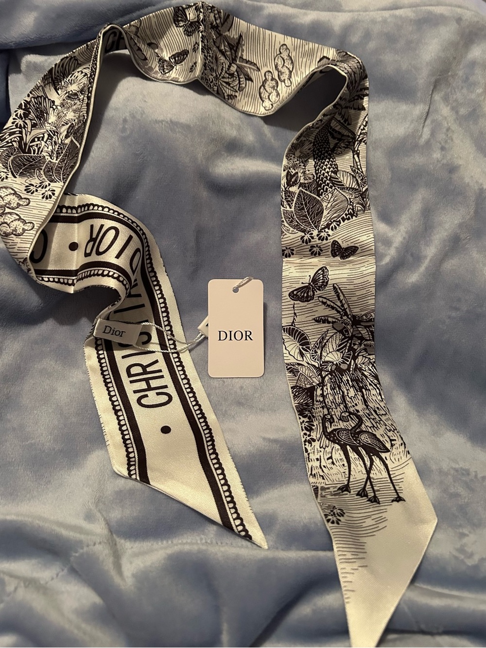 CD Black & White Silk Twilly Scarf